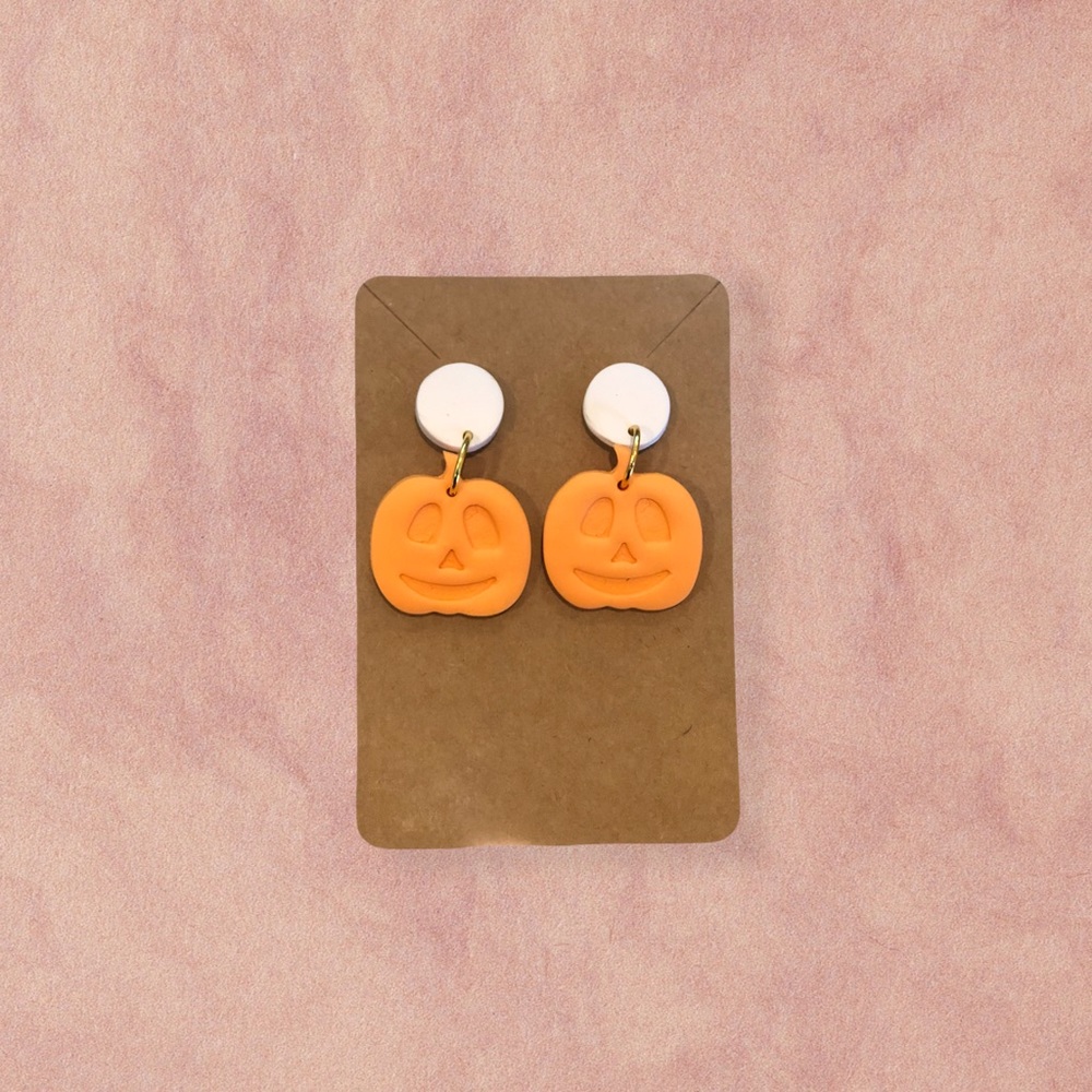 Fall Pumpkin Jack-o-lantern autumn clay earrings